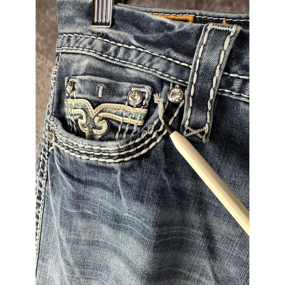 Rock Revival Ankle Skinny Jeans Womens 30 / 32 Blue Kyla Midrise Thick Stitching - Picture 8 of 8